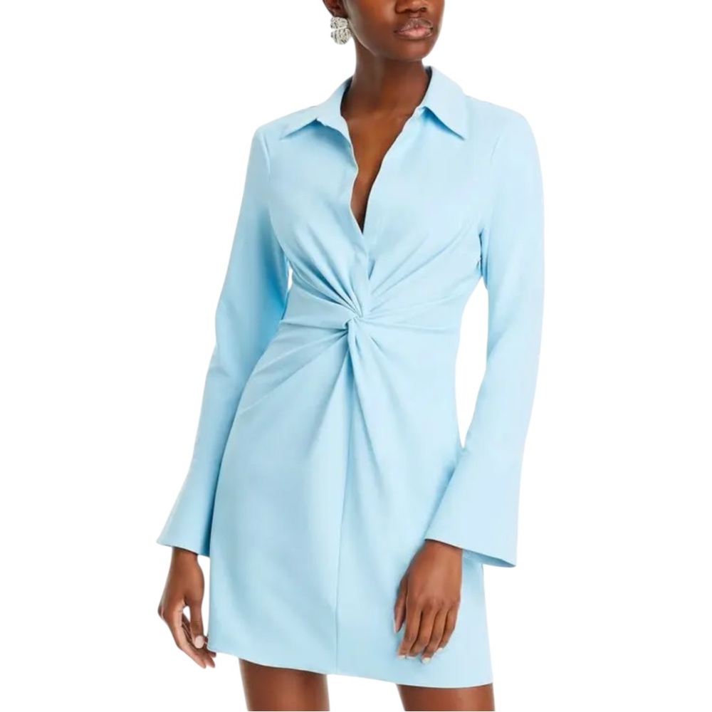 CINQ à SEPT McKenna Long Sleeve Twist Front Mini Dress, size 0 in Maritime NWT